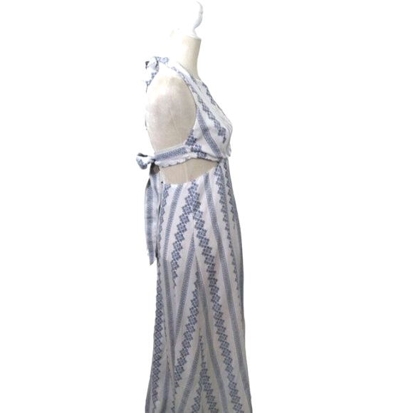 Hommage LA Dress Womens Medium Bohemian Blue Halter Maxi Ladies Cut Out Backless - Picture 4 of 15